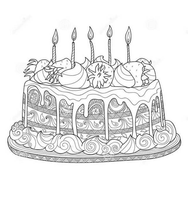 Mẫu bánh sinh nhật với nhiều họa tiết yêu cầu sự tỉ mỉ và khéo léo